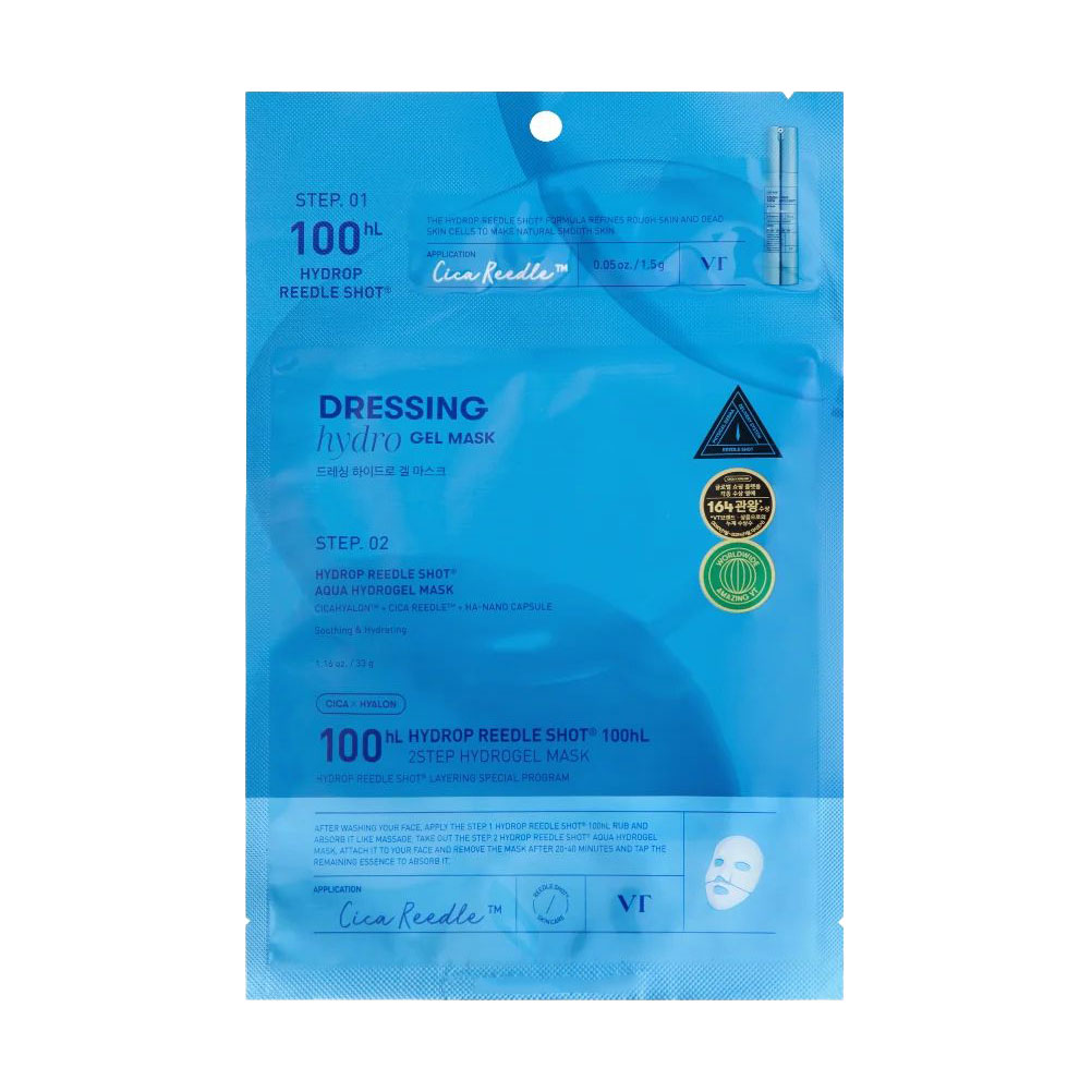 Двоетапна гідрогелева зволожувальна маска для обличчя VT Cosmetics 100 HL Hydrop Reedle Shot Dressing Hydro Gel Mask, 1 шт