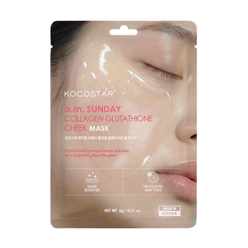 Гідрогелева колагенова маска для щік Kocostar A.M. Sunday Collagen Glutathione Cheek Mask з глутатіоном, 6 г